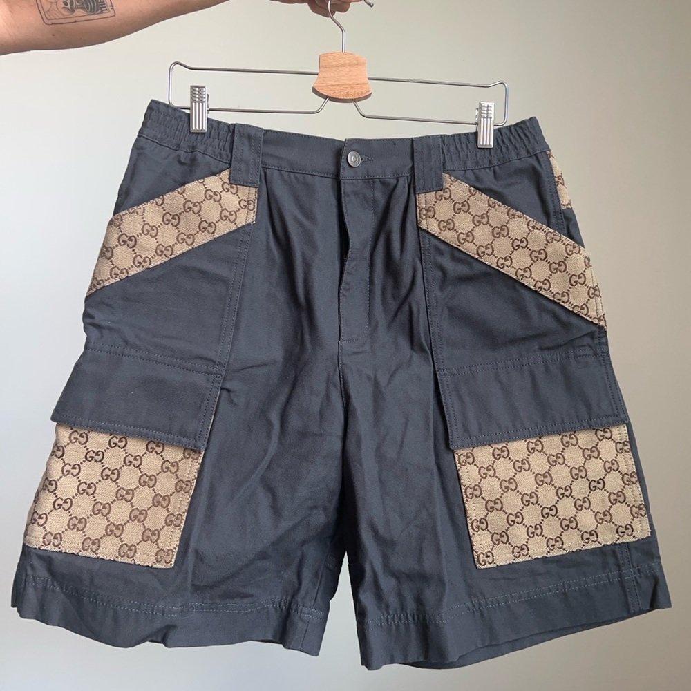 Men's Gucci Gray and Tan Shorts